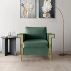 Velvet Upholstered Arm Chair with Gold Metal Legs