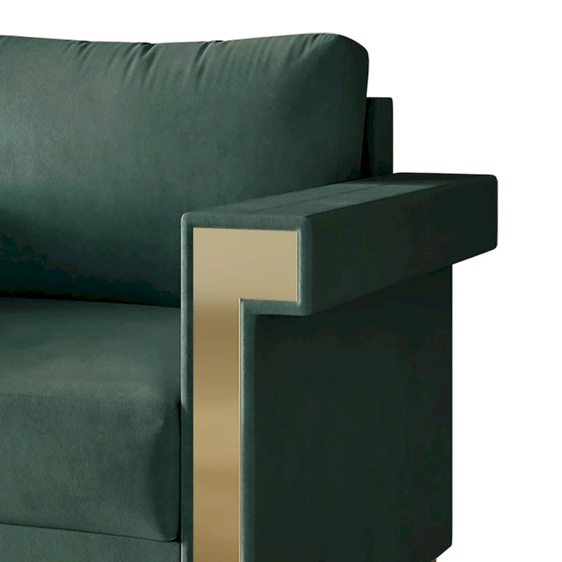 Velvet Upholstered Arm Chair with Gold Metal Legs