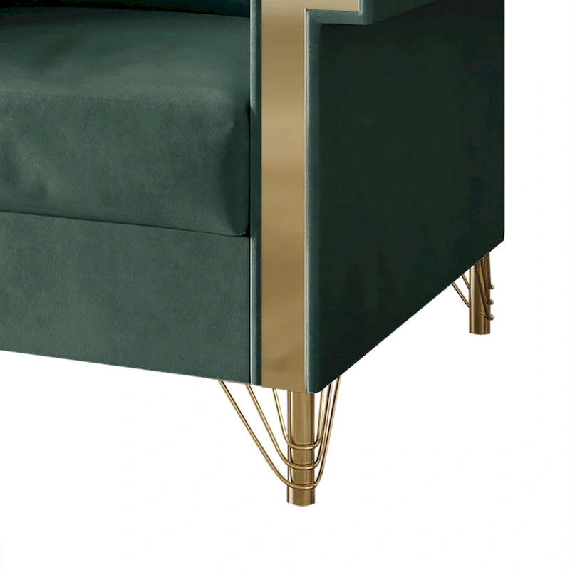 Velvet Upholstered Arm Chair with Gold Metal Legs
