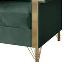 Velvet Upholstered Arm Chair with Gold Metal Legs