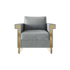 Velvet Upholstered Arm Chair with Gold Metal Legs