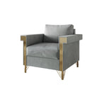 Velvet Upholstered Arm Chair with Gold Metal Legs