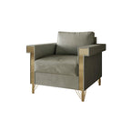 Velvet Upholstered Arm Chair with Gold Metal Legs