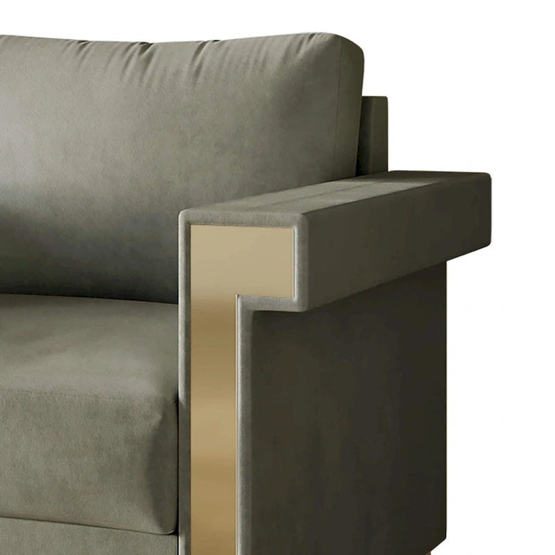 Velvet Upholstered Arm Chair with Gold Metal Legs