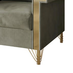 Velvet Upholstered Arm Chair with Gold Metal Legs