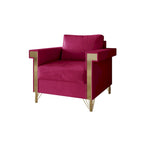 Velvet Upholstered Arm Chair with Gold Metal Legs