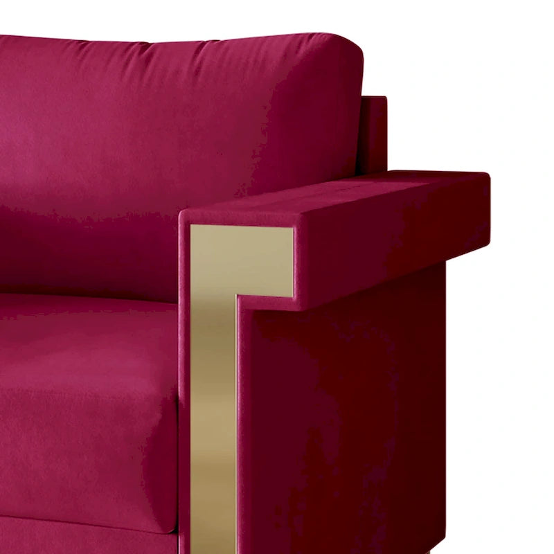 Velvet Upholstered Arm Chair with Gold Metal Legs