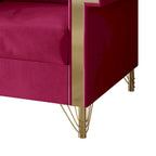 Velvet Upholstered Arm Chair with Gold Metal Legs