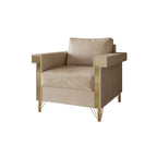 Velvet Upholstered Arm Chair with Gold Metal Legs