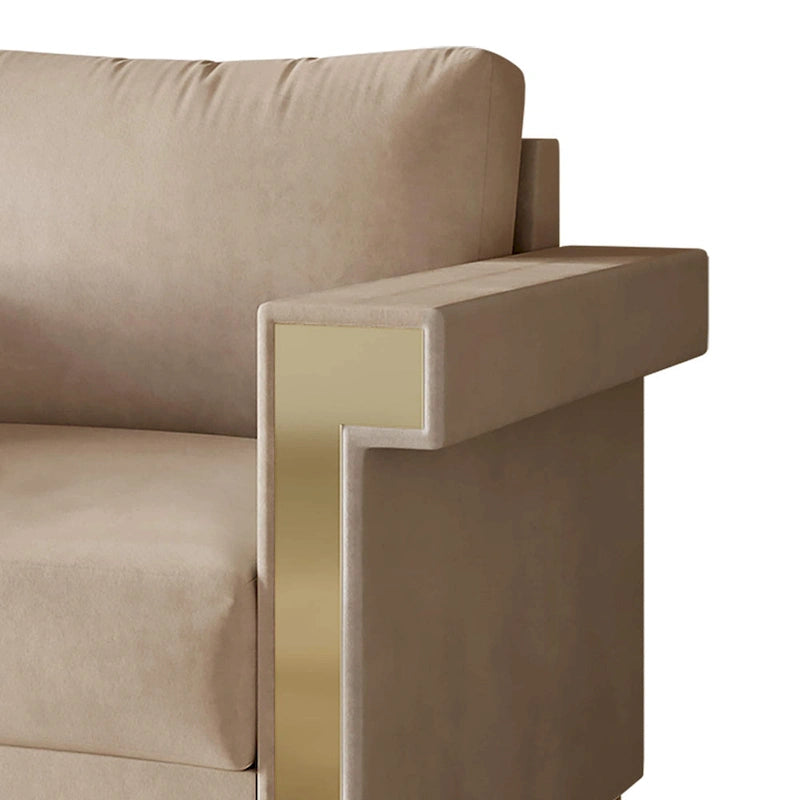 Velvet Upholstered Arm Chair with Gold Metal Legs