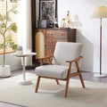 Mid-Century Retro Modern Upholstered Lounge Chair Fabric Accent Armchair Sturdy Wooden Frame