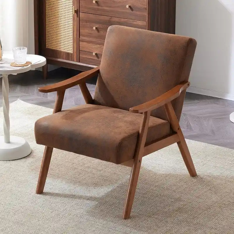 VINGLI Mid-Century Retro Modern Upholstered Lounge Chair Fabric Accent Chair Sturdy Wooden Frame Armchair