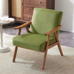 Mid-Century Retro Modern Upholstered Lounge Chair Fabric Accent Armchair Sturdy Wooden Frame