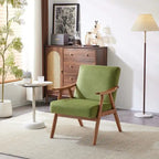 Mid-Century Retro Modern Upholstered Lounge Chair Fabric Accent Armchair Sturdy Wooden Frame