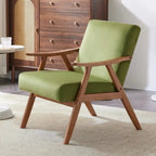 Mid-Century Retro Modern Upholstered Lounge Chair Fabric Accent Armchair Sturdy Wooden Frame