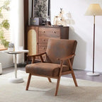 Mid-Century Retro Modern Upholstered Lounge Chair Fabric Accent Armchair Sturdy Wooden Frame
