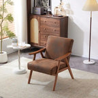 Mid-Century Retro Modern Upholstered Lounge Chair Fabric Accent Armchair Sturdy Wooden Frame