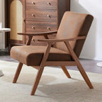Mid-Century Retro Modern Upholstered Lounge Chair Fabric Accent Armchair Sturdy Wooden Frame