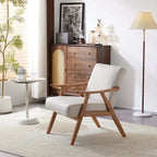 Mid-Century Retro Modern Upholstered Lounge Chair Fabric Accent Armchair Sturdy Wooden Frame