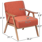 Mid-Century Retro Modern Upholstered Lounge Chair Fabric Accent Armchair Sturdy Wooden Frame