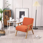 Mid-Century Retro Modern Upholstered Lounge Chair Fabric Accent Armchair Sturdy Wooden Frame