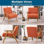 Mid-Century Retro Modern Upholstered Lounge Chair Fabric Accent Armchair Sturdy Wooden Frame