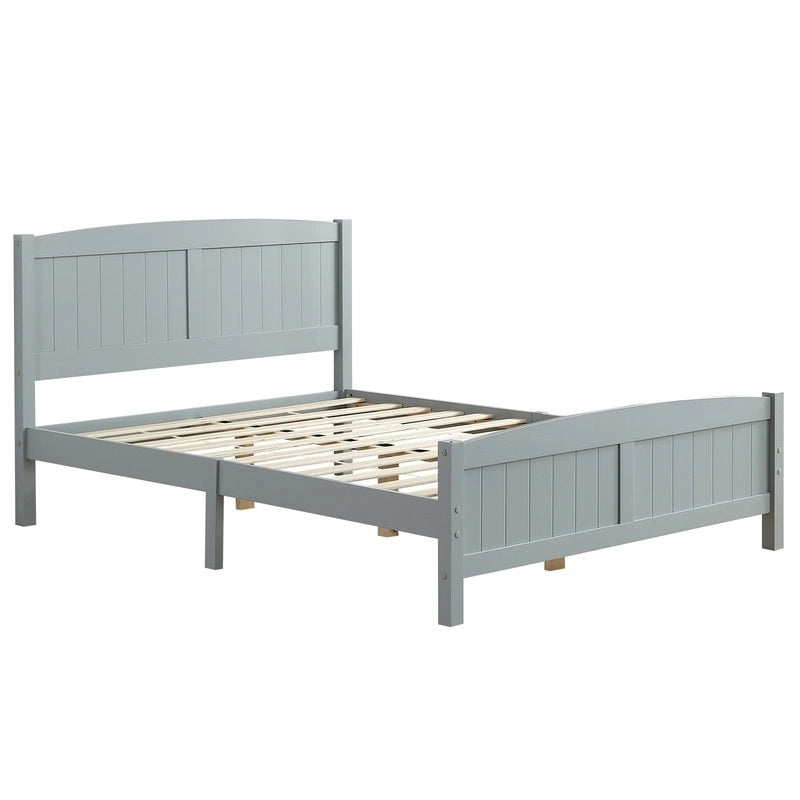 Pine Wood Full Size Solid Slat Platform Bed Frame