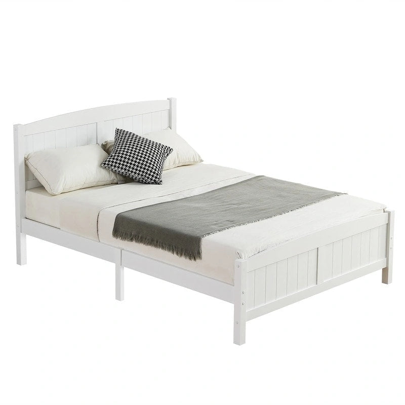 Pine Wood Full Size Solid Slat Platform Bed Frame