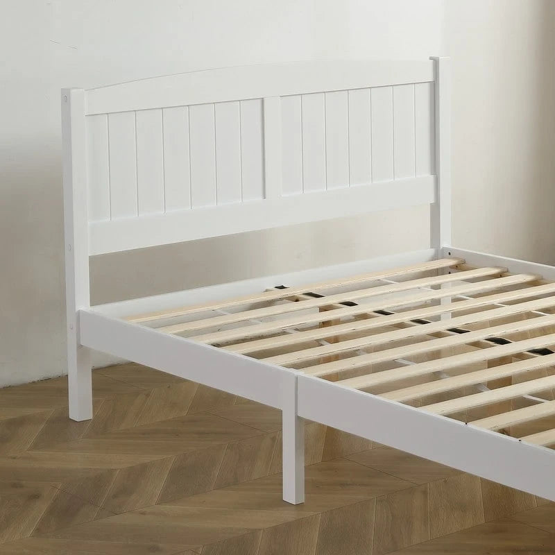 Pine Wood Full Size Solid Slat Platform Bed Frame