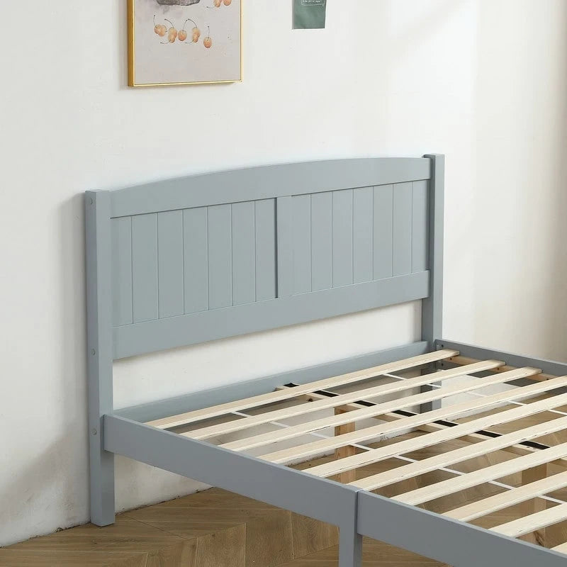 Pine Wood Full Size Solid Slat Platform Bed Frame