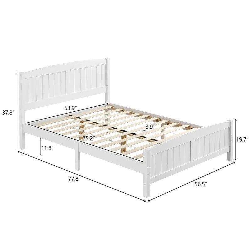 Pine Wood Full Size Solid Slat Platform Bed Frame