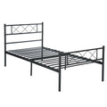Metal Platform Bed Frame with Headboard and Under-Bed Storage