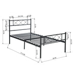 Metal Platform Bed Frame with Headboard and Under-Bed Storage