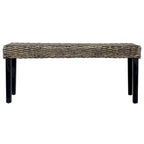 Banc noir en rotin kubu naturel et bois massif de manguier de 43 pouces