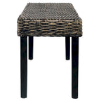 Banc noir en rotin kubu naturel et bois massif de manguier de 43 pouces