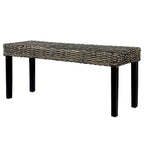 Banc noir en rotin kubu naturel et bois massif de manguier de 43 pouces