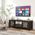 55-Zoll-Retro-TV-Ständer und Mediencenter mit Spiegeltüren