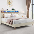 Velvet Tufted Upholstered Queen Bed Frame with Wingback Headboard