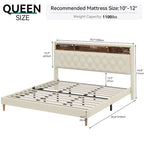 Velvet Tufted Upholstered Queen Bed Frame with Wingback Headboard