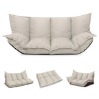 Modern Lazy Sofa Bed Beige Folding Futon for Kids or Home