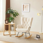 Rocking Chair Nursery, Upholstered Glider Rocker with High Backrest