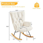 Upholstered Nursery Glider Rocking Chair with High Tufted Backrest