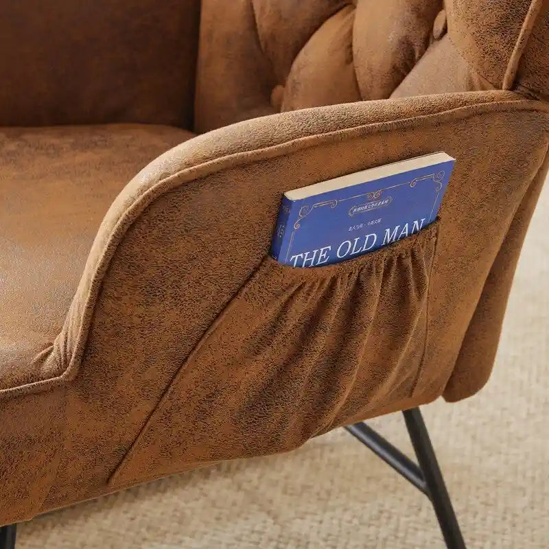 Upholstered Nursery Glider Rocking Chair with High Tufted Backrest