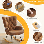Upholstered Nursery Glider Rocking Chair with High Tufted Backrest