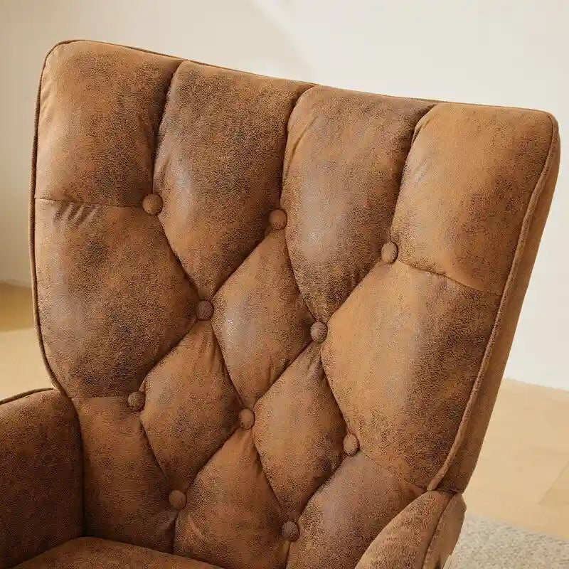 Upholstered Nursery Glider Rocking Chair with High Tufted Backrest