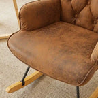 Upholstered Nursery Glider Rocking Chair with High Tufted Backrest