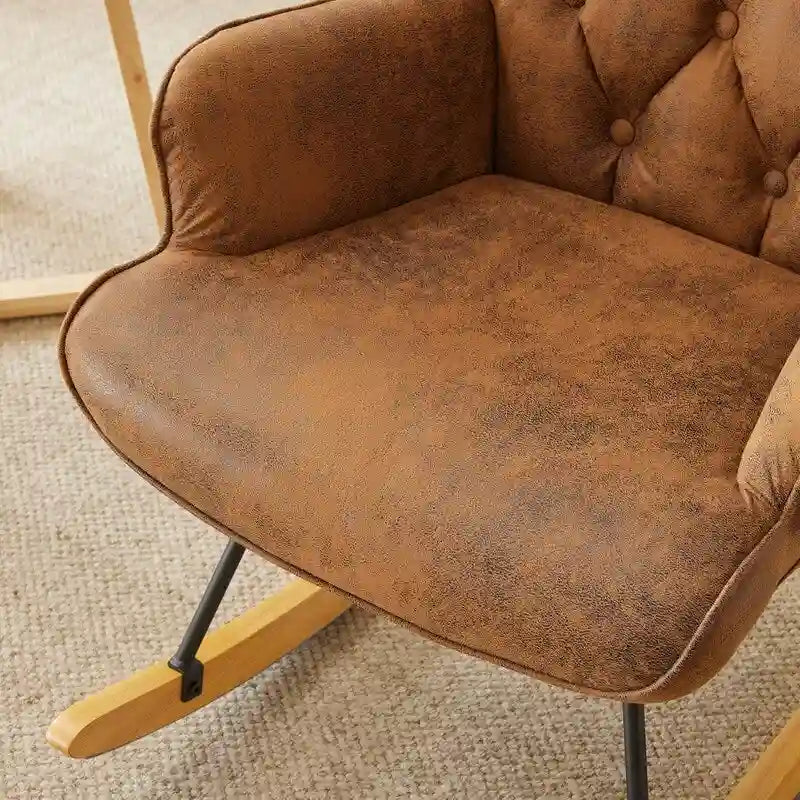 Upholstered Nursery Glider Rocking Chair with High Tufted Backrest