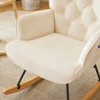 Upholstered Nursery Glider Rocking Chair with High Tufted Backrest