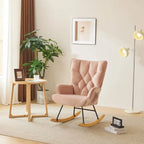Upholstered Nursery Glider Rocking Chair with High Tufted Backrest