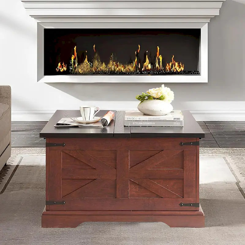 Farmhouse Lift Top Square Coffee Table with Hidden Storage